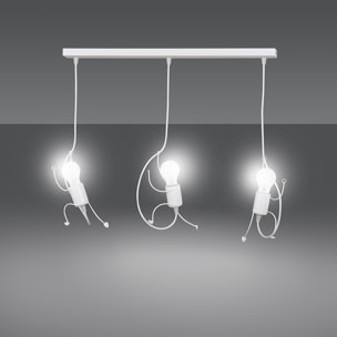 Lampada a sospensione Bobi 3 in acciaio bianco