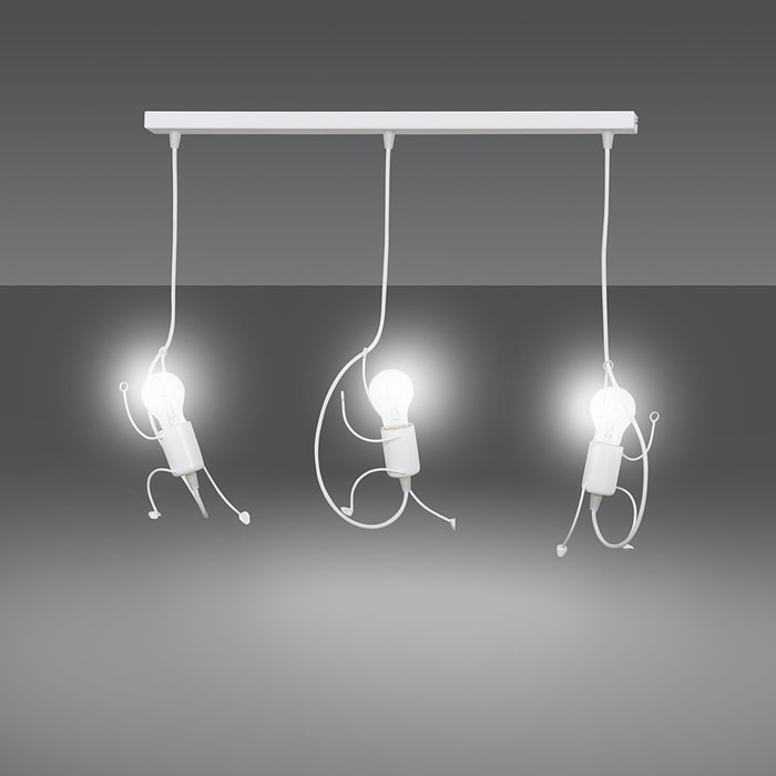 Lampada a sospensione Bobi 3 in acciaio bianco