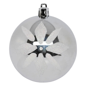 Boules de Noël "Colorama de Noël" lot de 8 en plastique D8cm argent blanc
