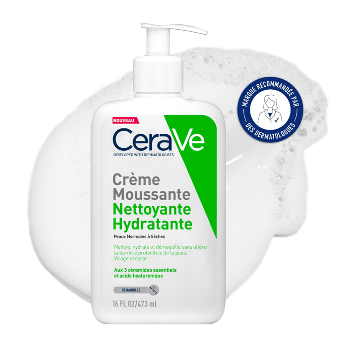 Crème Moussante Nettoyante Hydratante Visage Peaux Normales à Sèches