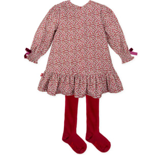 VESTIDO CON LEOTARDOS GRANATE - Granate