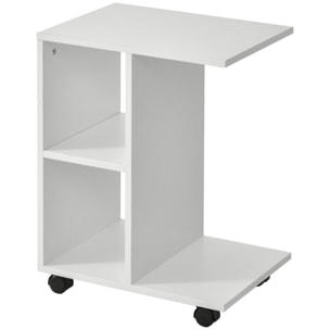 Mesa Lateral en Forma C con Estantes Ruedas 45x35x58 cm Blanco