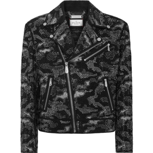 PHILIPP PLEIN Leather Jacket CAMOUFLAGE