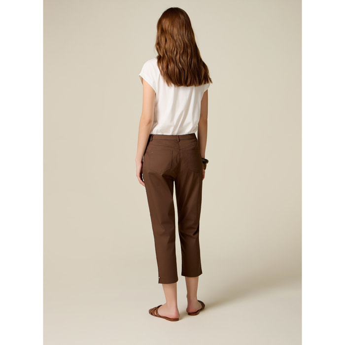 Oltre - Pantaloni capri misto cotone - Marrone