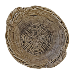 Panier rond H. 43 cm en kubu naturel tressé avec anses - ENRICO