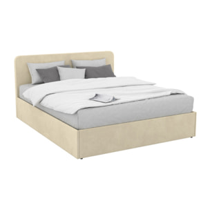 Lit avec tete de lit arrondie Louise - Beige