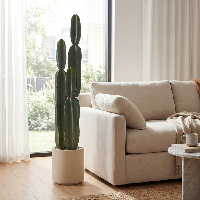Cactus artificiel 3 pieds H. max. 111 cm pot inclus coloris crème