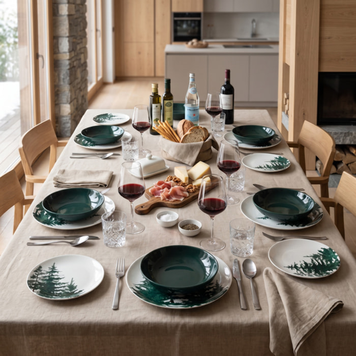 Servizio piatti 18 pezzi in ceramica - VERDE