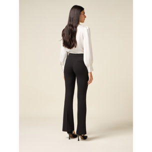 Oltre - Pantalones acampanados en tejido crepé - Negro