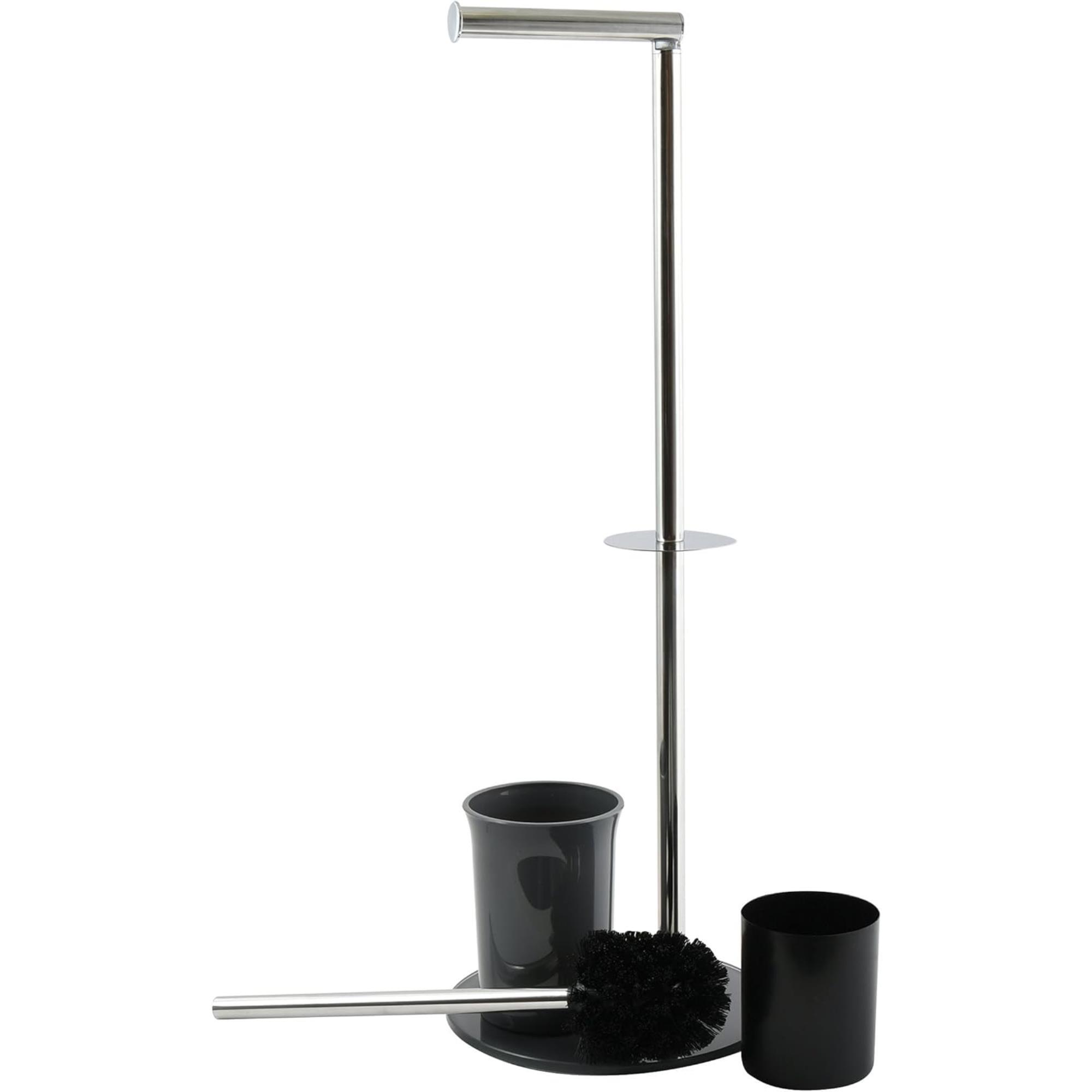 Escobillero de WC en Vidrio, Acero inoxidable y plástico en color Gris