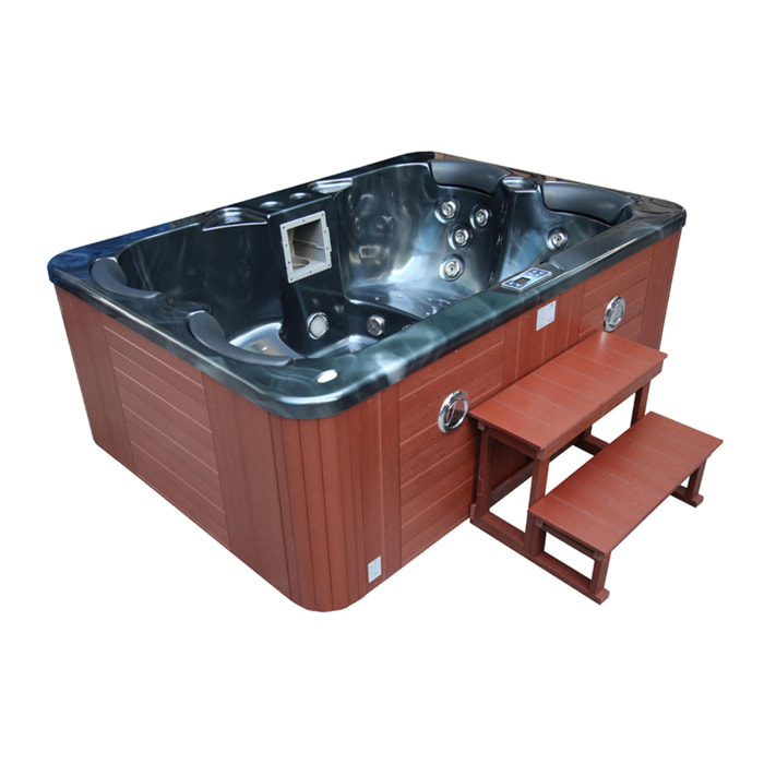Spa "Fidji" 4 places - Cuve gris - système Balboa + station d'Iphone intégré - 210x152x81 cm