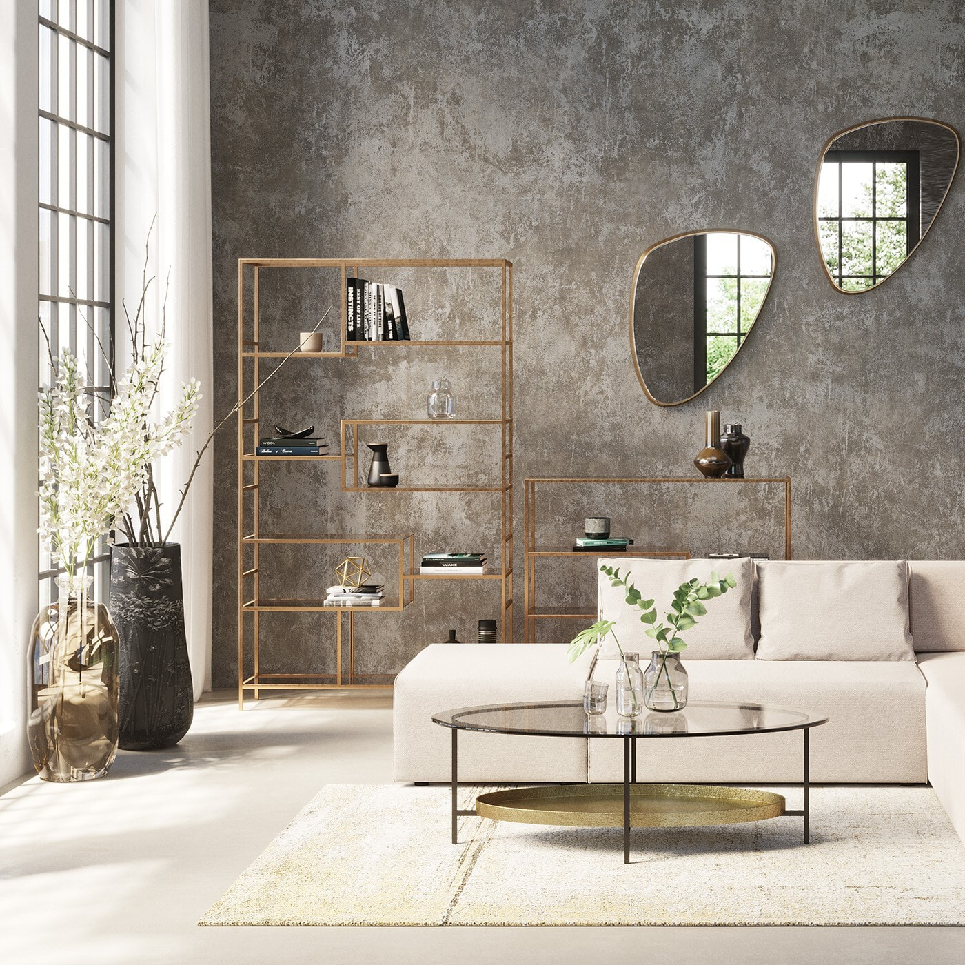 Étagère Loft dorée Kare Design