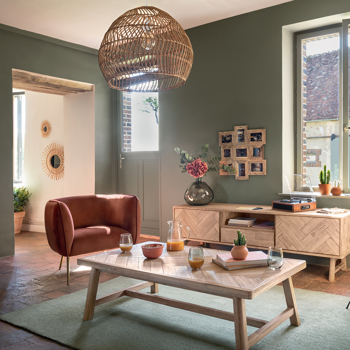 Meuble TV "Aeris" acacia 55x180cm
