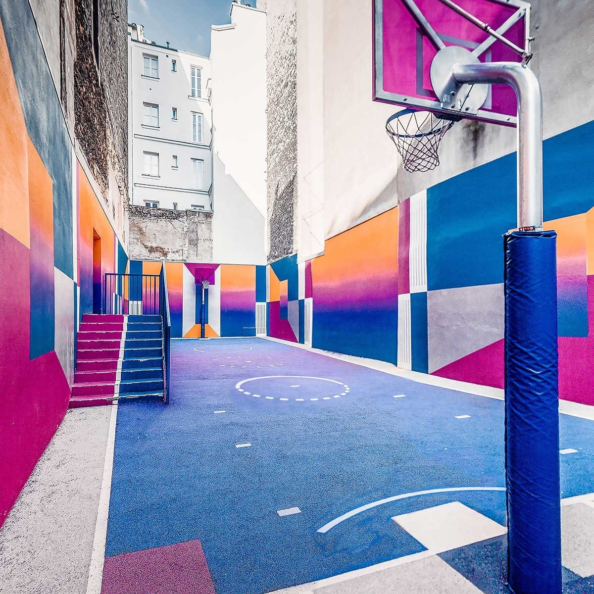 Tableau urbain city park bleu Tableau plexiglas