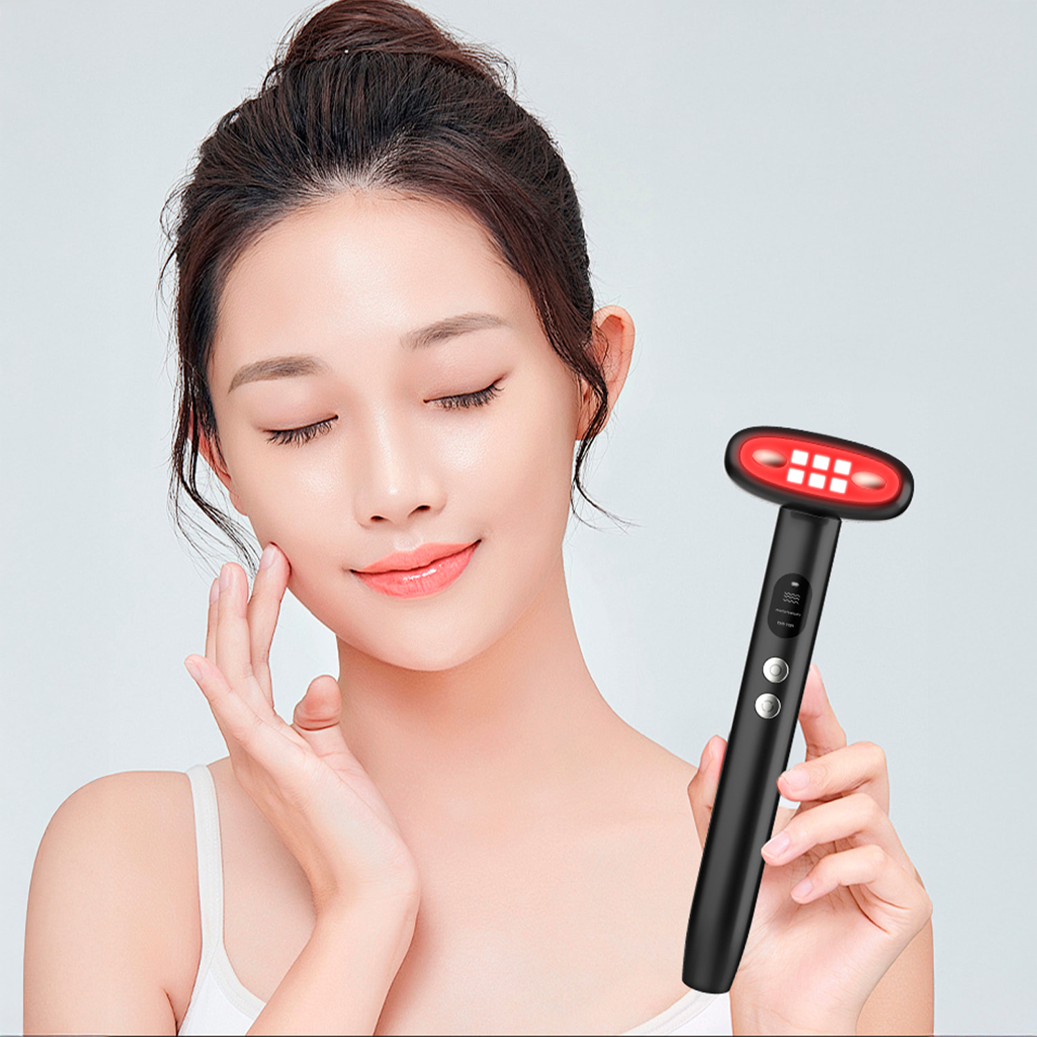 Barita de belleza con tratamiento EMS, efecto compresa caliente y luminoterapia de 9 colores.