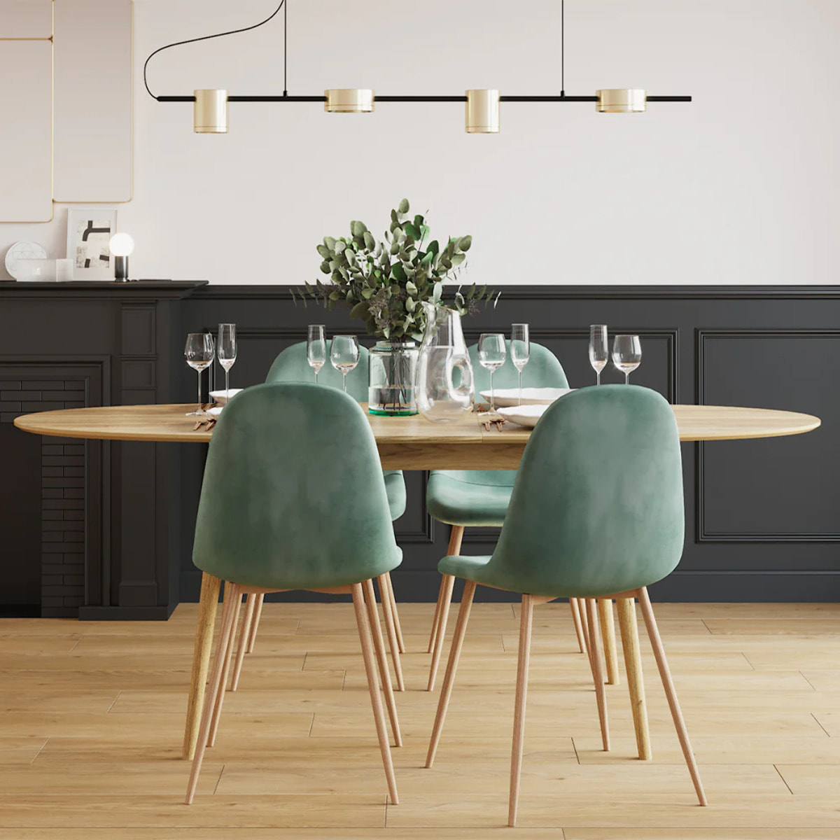 Lot de 2 chaises en velours vert d'eau - Fredrik