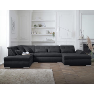 Vermont - canapé panoramique d'angle gauche - 7 places - XXL - Noir