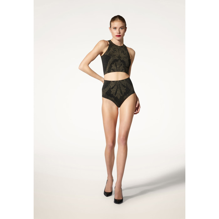Top senza maniche Metallic Jacquard Crop Top