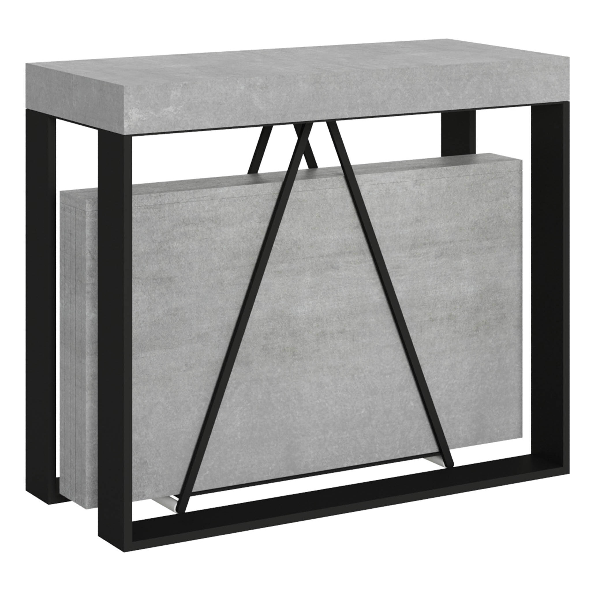 Consolle allungabile 90x40/196 cm Sketa Small cemento telaio antracite