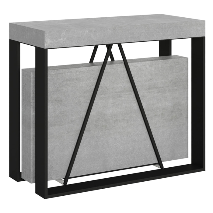 Consolle allungabile 90x40/196 cm Sketa Small cemento telaio antracite