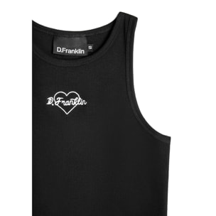 Camiseta Sin Mangas Rib Tank Top Heart Negro