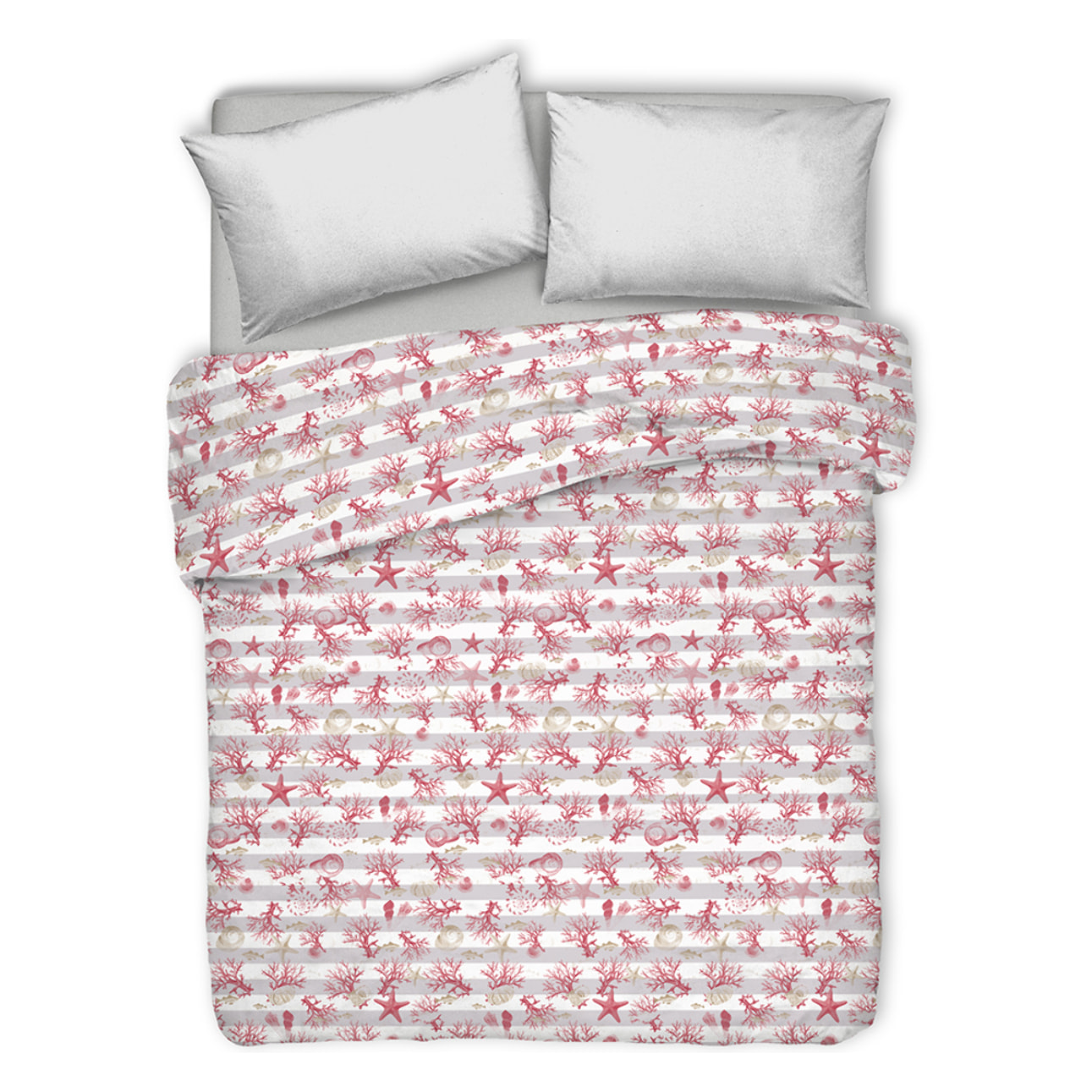 Copriletto di cotone marina riga rosso