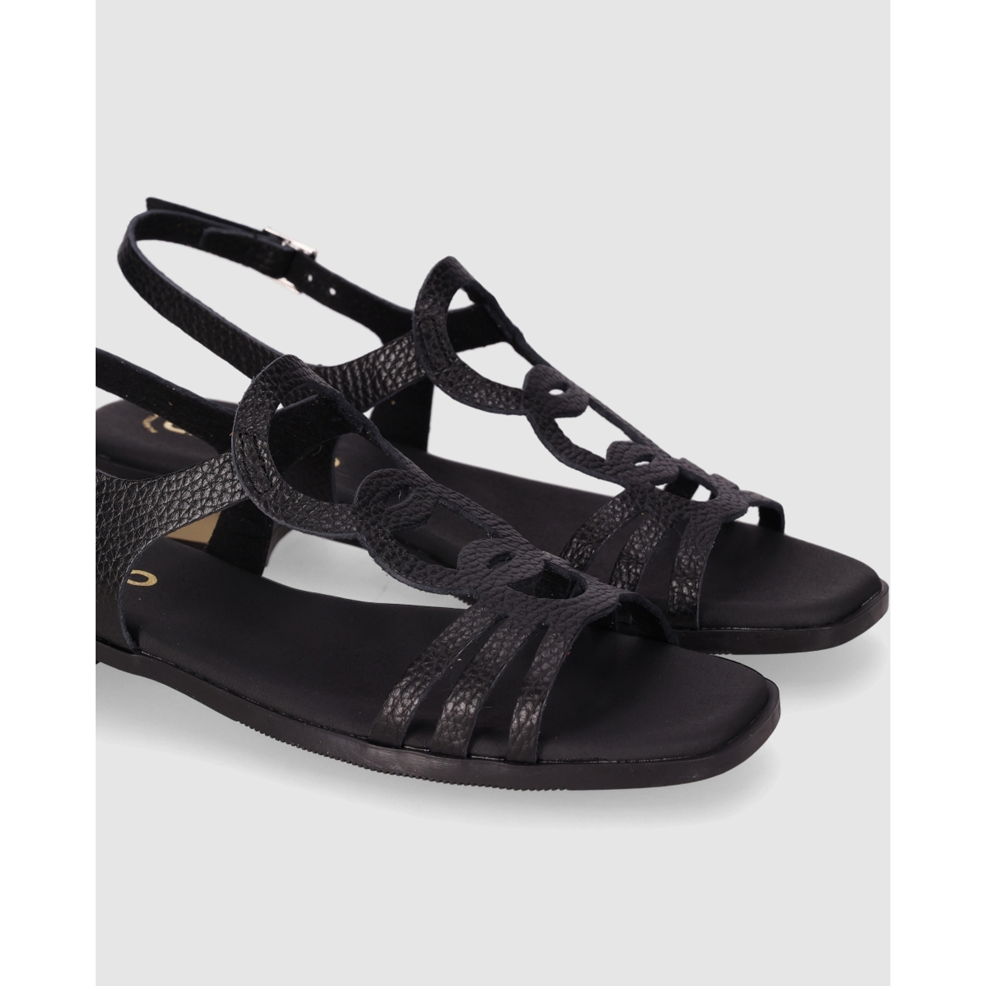 Sandalias de Piel - Negro - Tacón: 3 cm