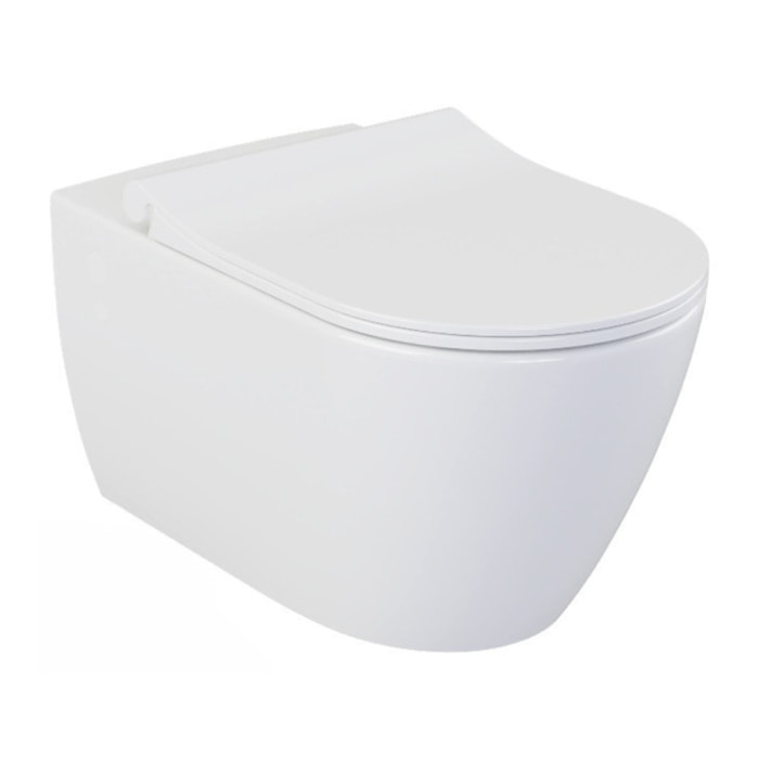 Bello Cuvette suspendue sans bride + Abattant frein de chute, Blanc (BelloRimless)