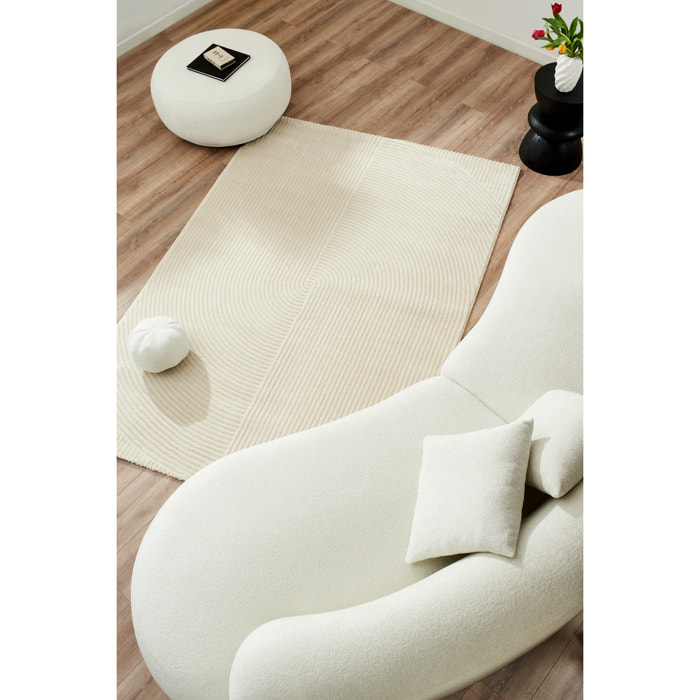 BIANCA - Tapis motif géométrique poils en relief crème