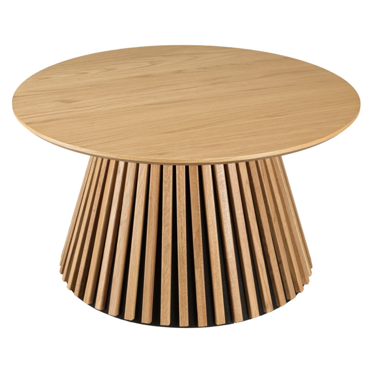 SYA - Table basse ronde D80 décor et chêne naturel pied à motif strié