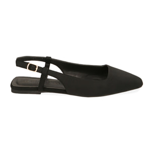 Ballerine slingback nere in tessuto