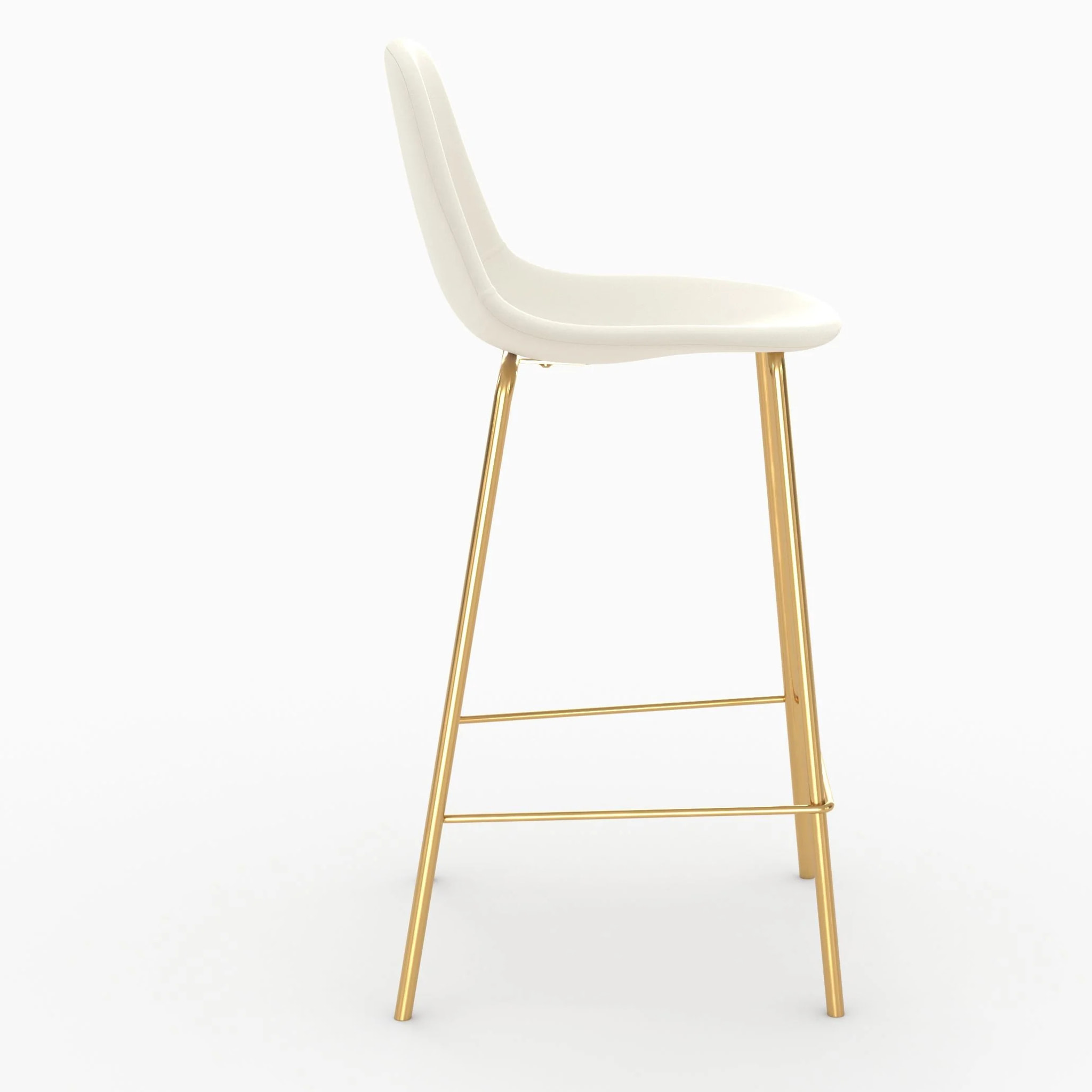 Chaise pour îlot central en cuir synthétique blanc 65 cm, pieds dorés - Henrik