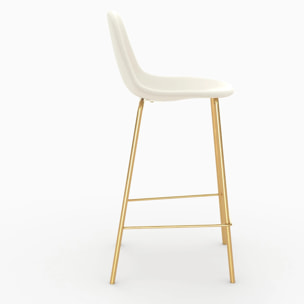 Chaise pour îlot central en cuir synthétique blanc 65 cm, pieds dorés - Henrik