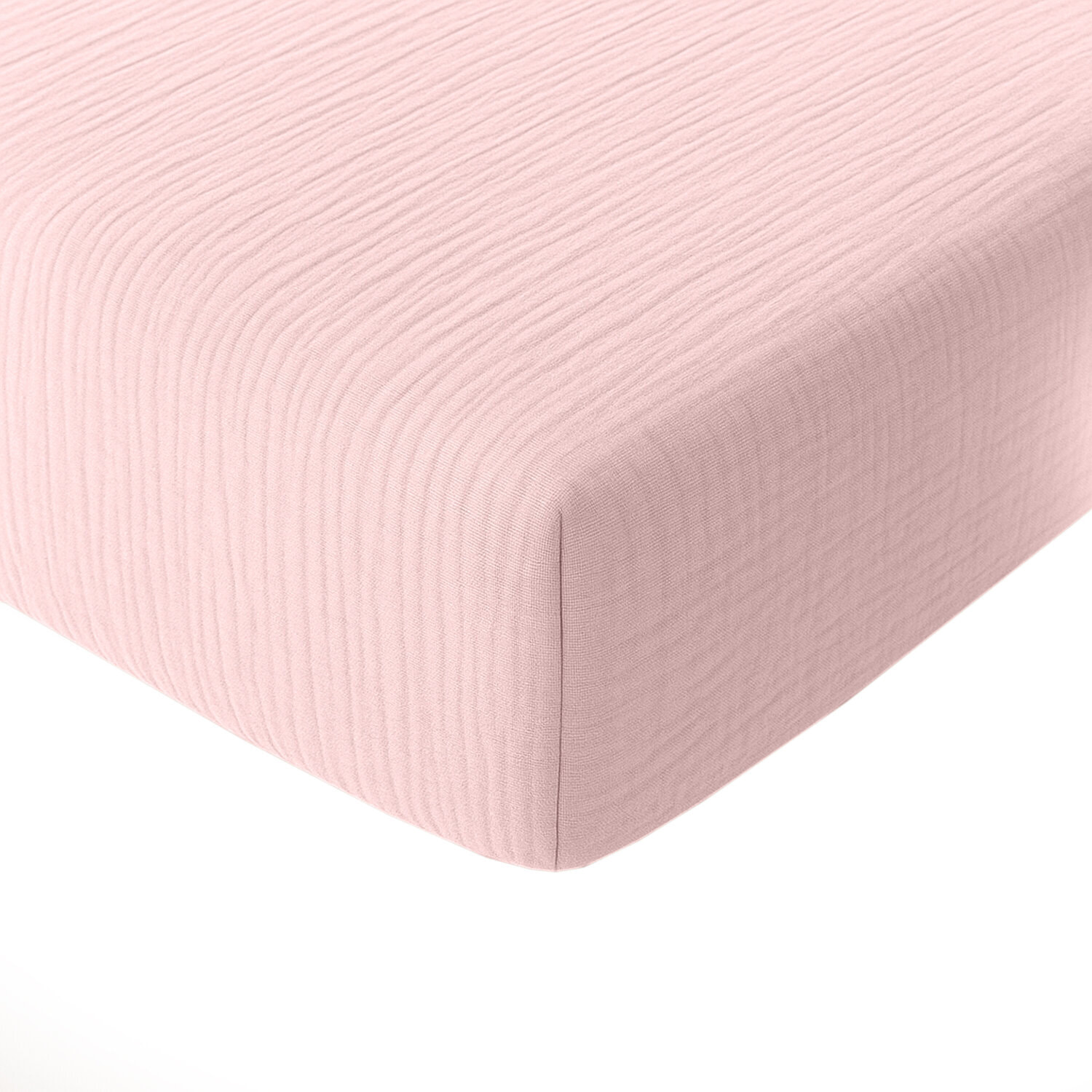 Drap housse bonnet:30cm 100% gaze de coton lavé rose lotus