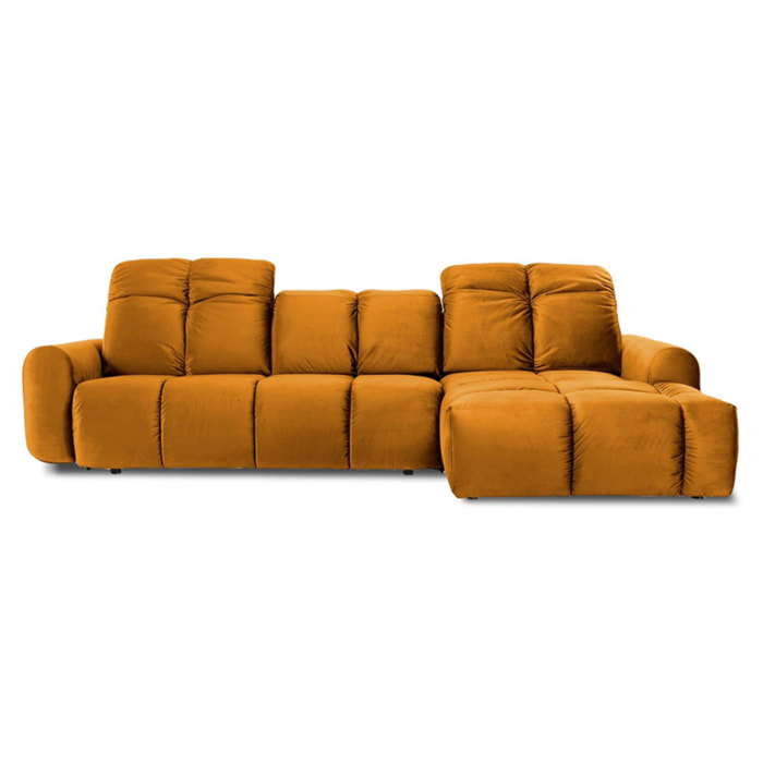 Canapé d'Angle Droit Velours Anacapri, 3 Places, Repose-têtes Ajustables, Style Contemporain