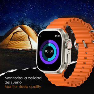 DAM Smartwatch Z87 Ultra triple pulsera. Funciones outdoor, llamadas BT, notificaciones push. Decenas de modos deportivos. 4,4x1,3x4,9 Cm. Color: Naranja