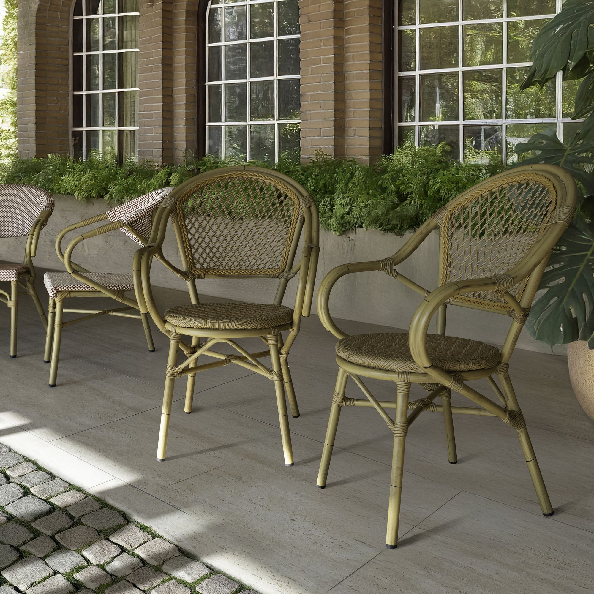 Lot de 2 fauteuils de table extérieur en rotin synthétique CAPRI