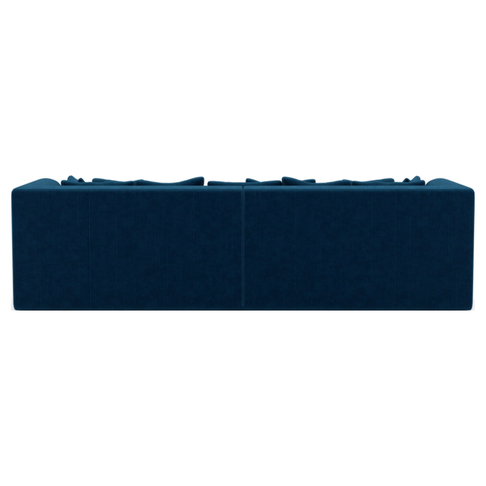 Onyx - canapé droit 4 places avec double méridienne - assise profonde - en velours côtelé - Bleu