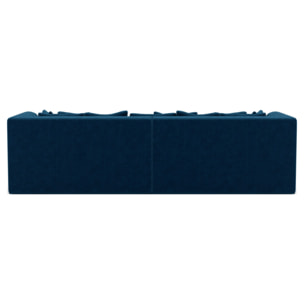 Onyx - canapé droit 4 places avec double méridienne - assise profonde - en velours côtelé - Bleu