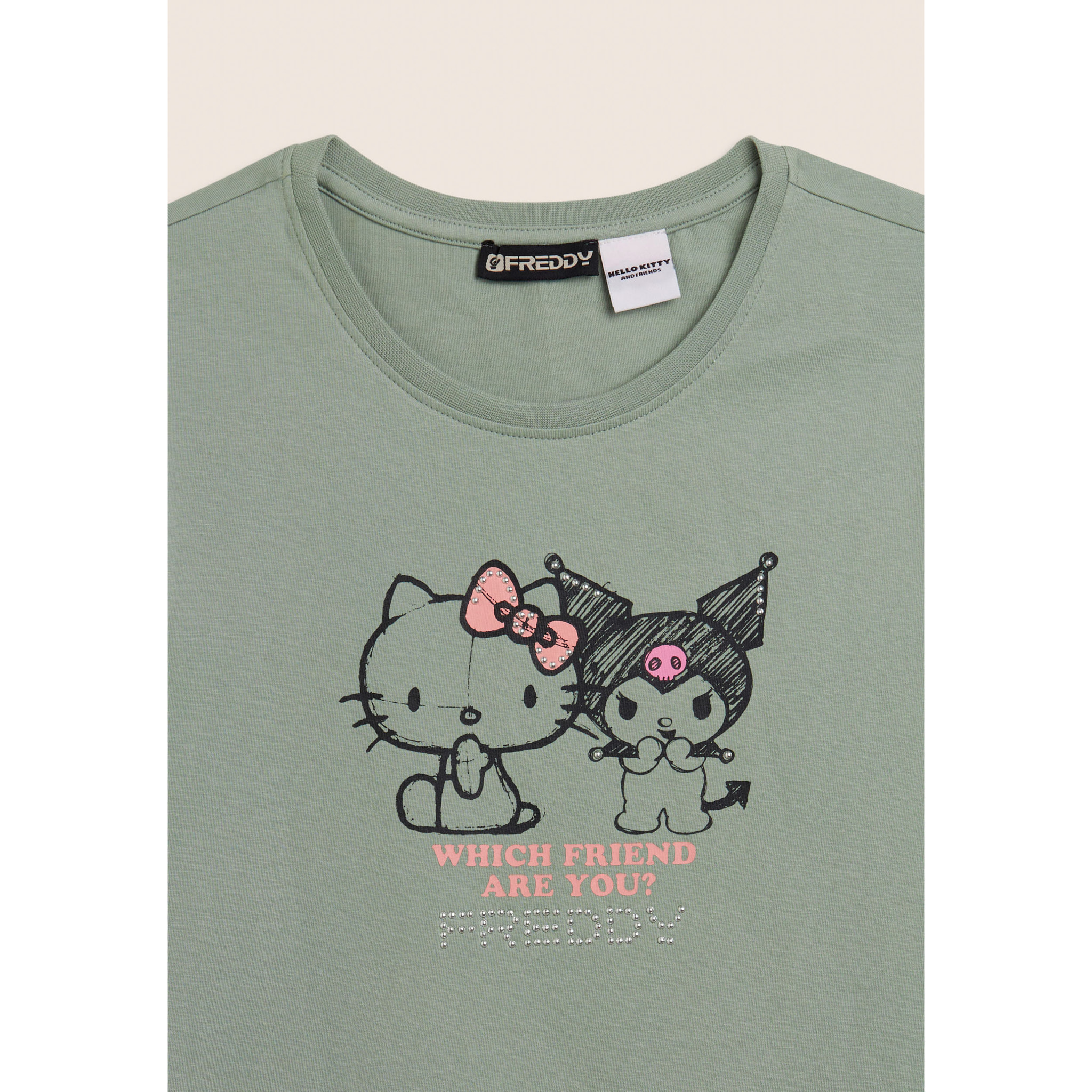 T-shirt Hello Kitty & Kuromi con stampa frontale
