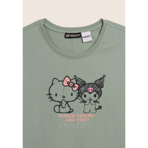 T-shirt Hello Kitty & Kuromi con stampa frontale