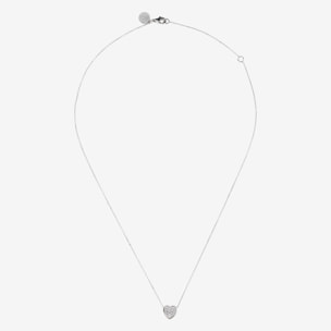 Collana in Argento 925 placcato Platino con Catena Rolo e Pendente Cuore con Pavé in Cubic Zirconia