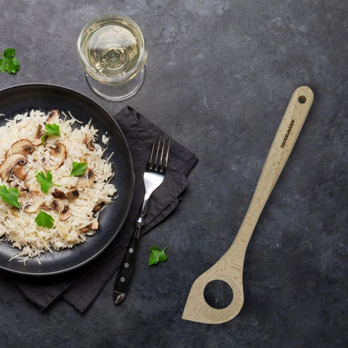 Ensemble de pince, spatule et cuillères en bois FSC Fackelmann Nature