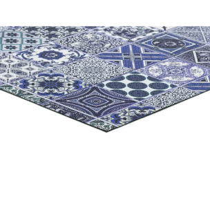 SPRINTY Alfombra vinílica de cocina diseños bohemios en azul, varias medidas disponibles.