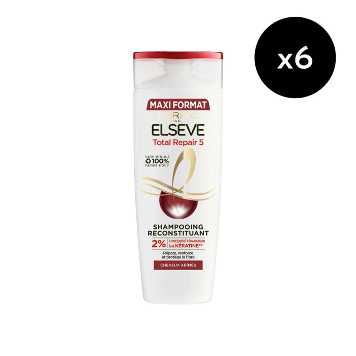 Lot de 6 - L'Oréal Paris Elseve Total Repair 5 Shampooing Cheveux Abîmés 500ml