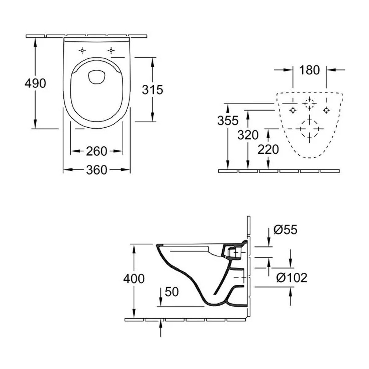 Pack WC suspendu compact sans bride O.novo + abattant + plaque chromée + bâti