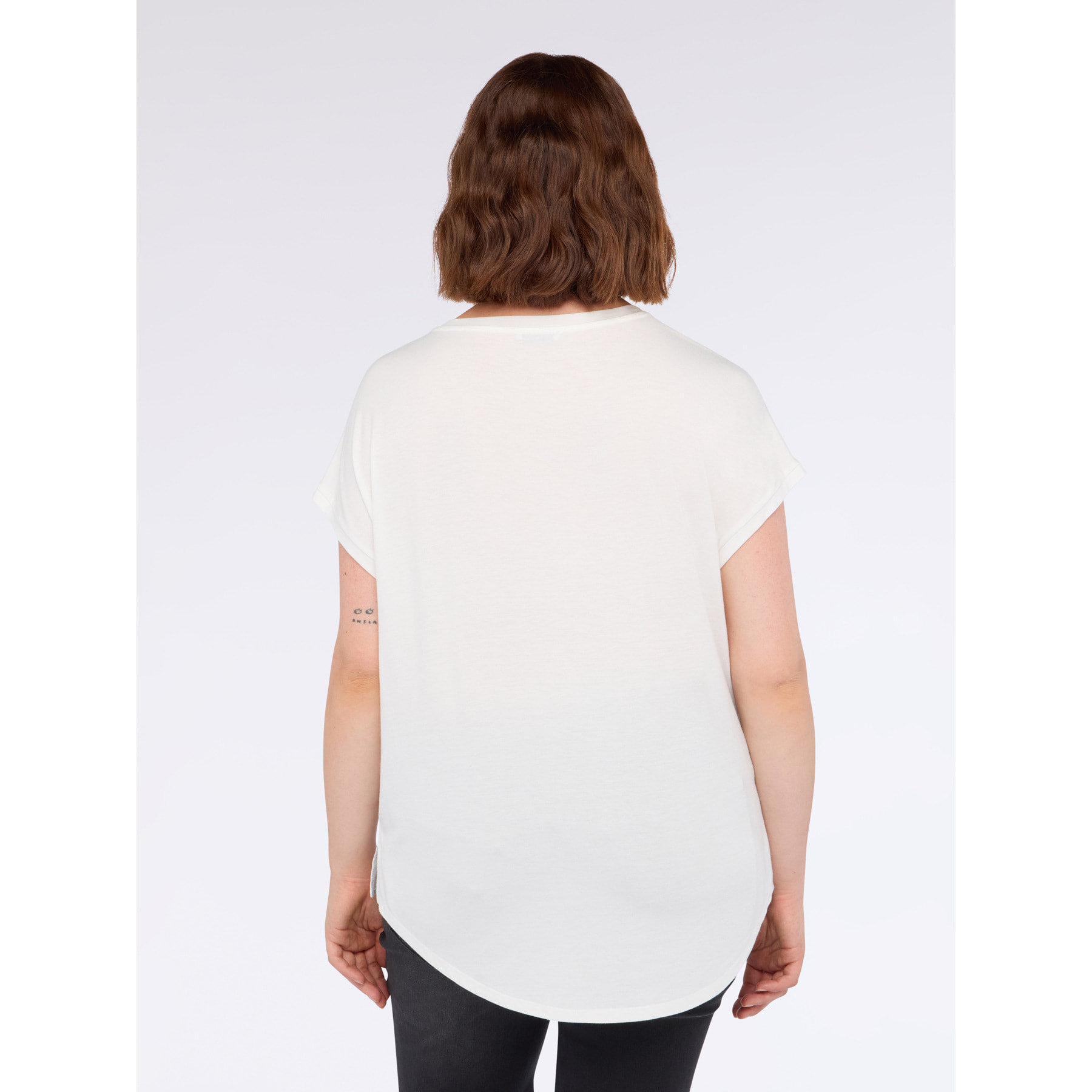 Fiorella Rubino - T-shirt bimaterica con scolllo tondo - Bianco