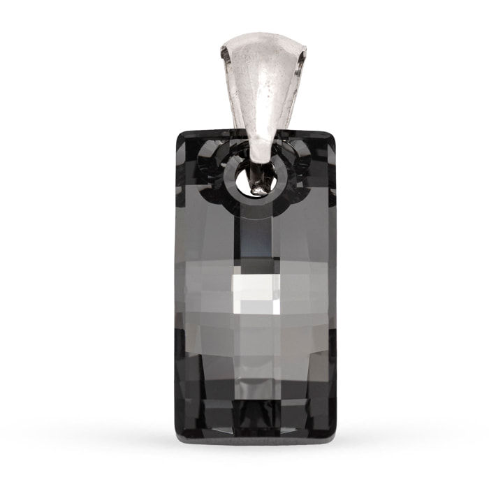 Colgante Plata de Ley 925. Forma rectangular con brillante de piedra natural ornamental color negro