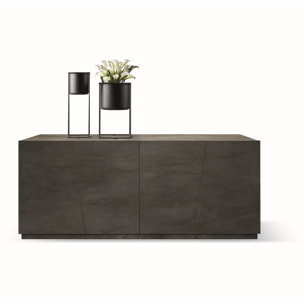 Credenza GORGONA in legno, finitura in acciaio ossidato, 180x50 cm