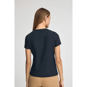 Camiseta azul marino de manga corta con bordado Rigby Go